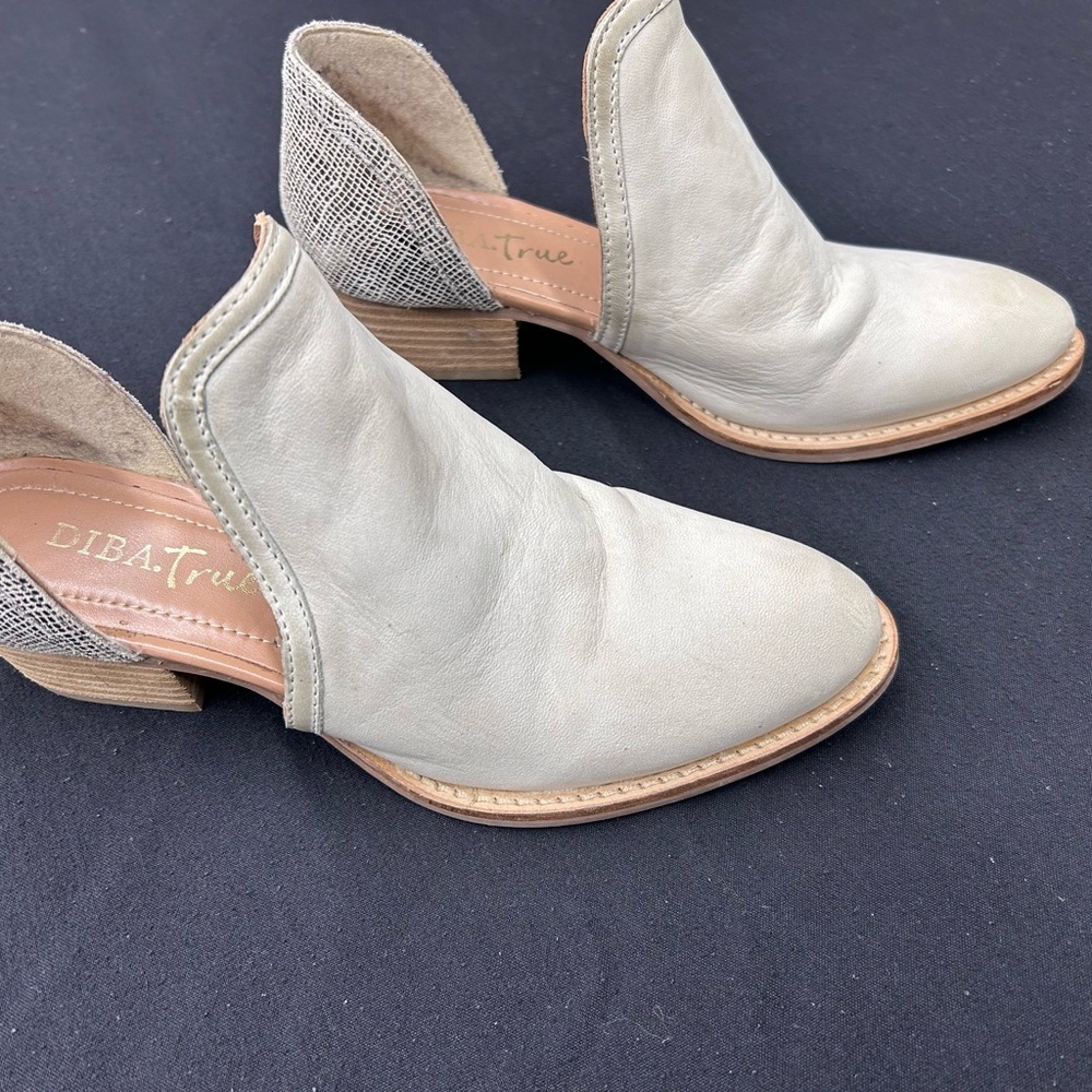 Diba Cream Ankle Booties with Side Cut-Outs